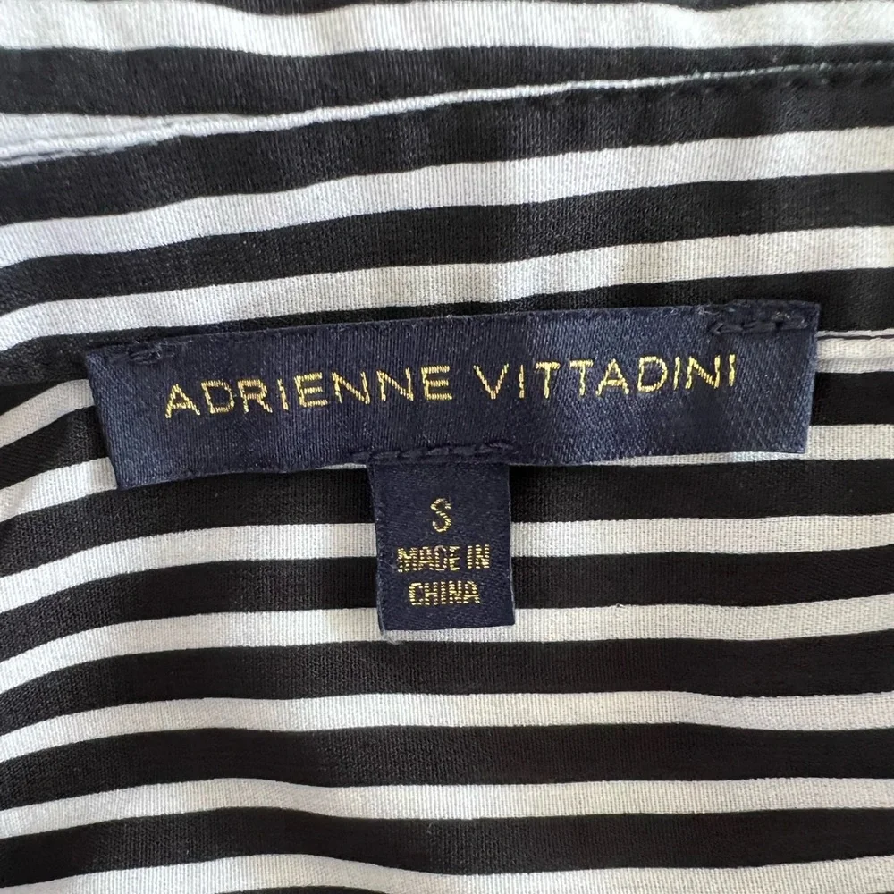 Adrienne Vittadini Striped Long Sleeve Black & White Button Down Shirt - Picture 5 of 6